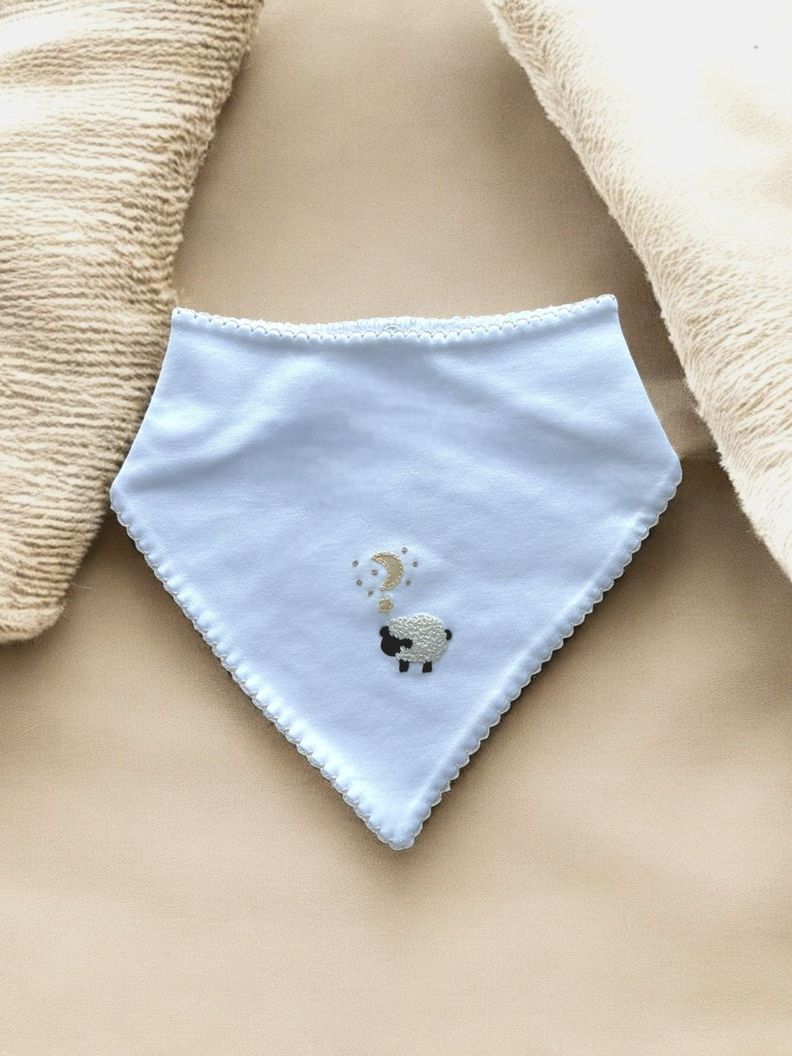 Babero tipo bandana Algodón Pima bordado a mano-1
