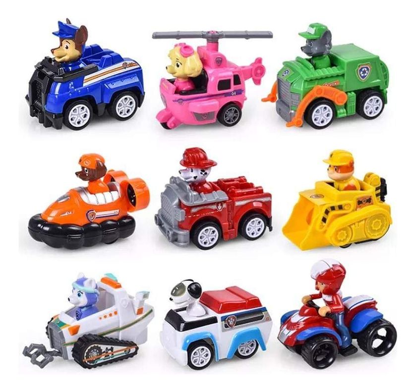 Pack 9 Autos Paw Patrol A Fricción PVC-0