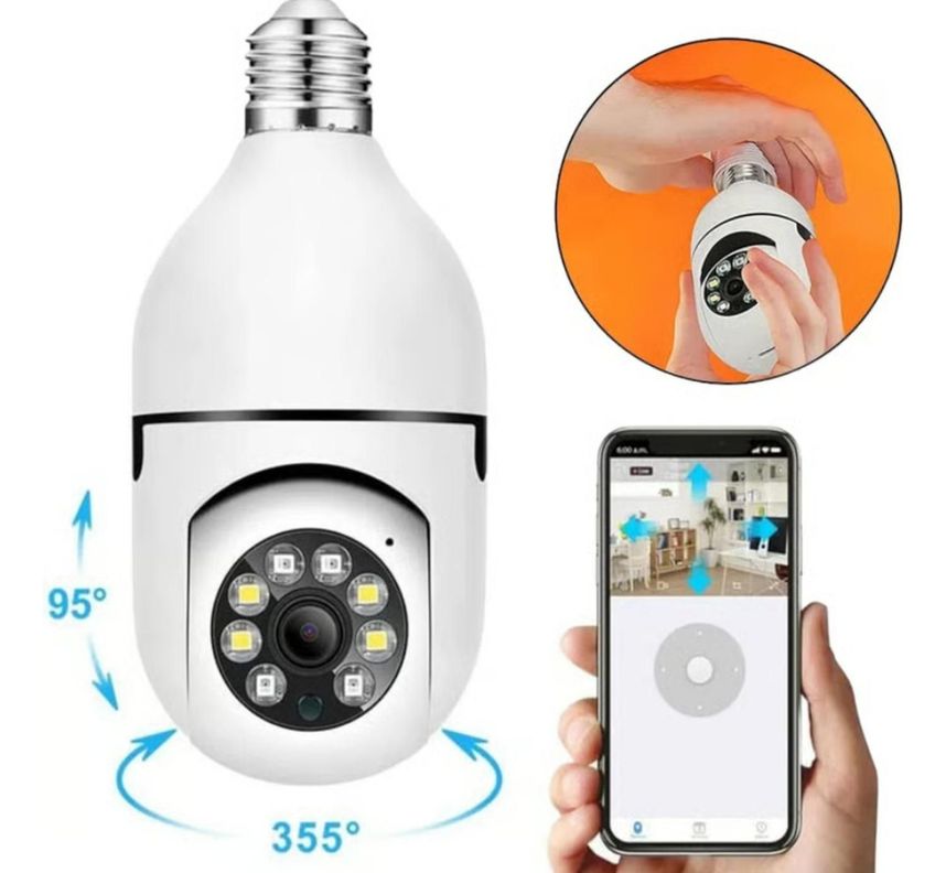 Camara Ampolleta Seguridad 360° Visor Nocturno 1080p-1