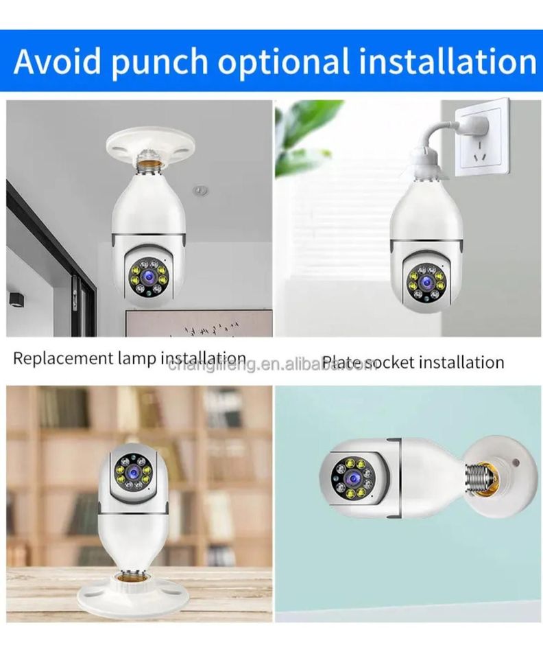 Camara Ampolleta Seguridad 360° Visor Nocturno 1080p-4