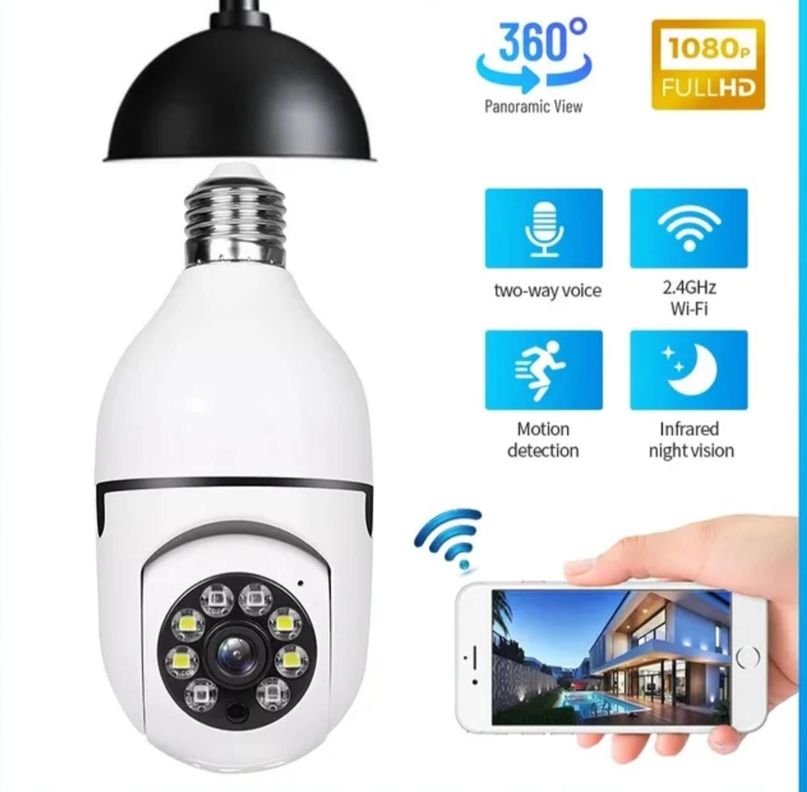 Camara Ampolleta Seguridad 360° Visor Nocturno 1080p-6