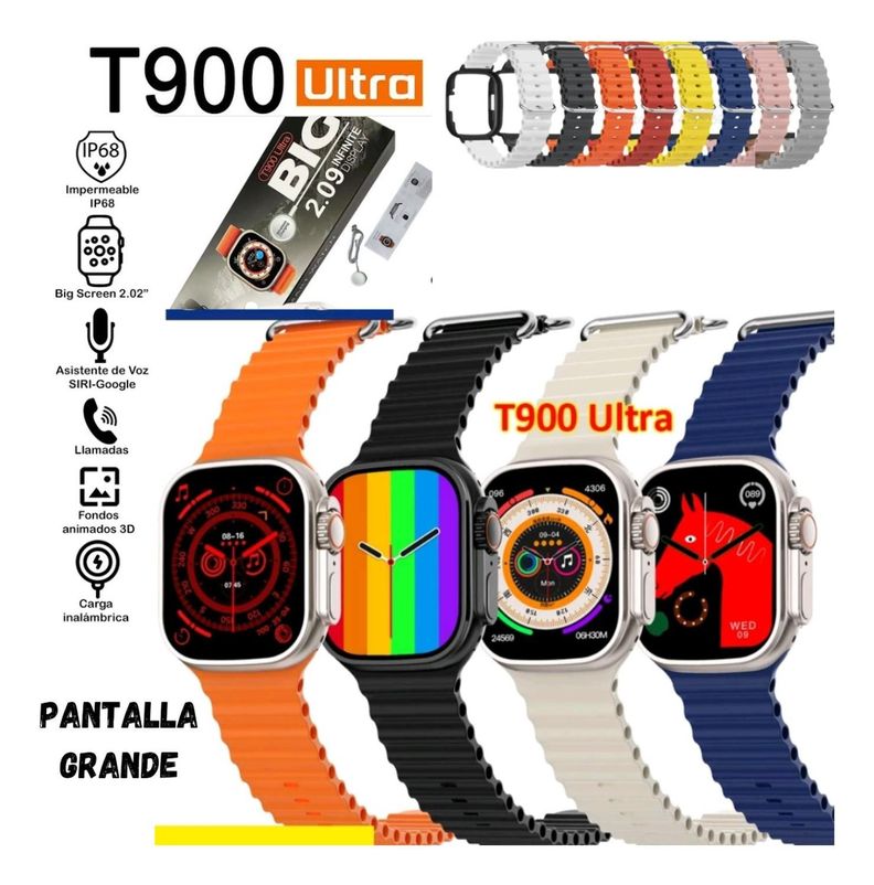 Reloj Inteligente Smartwatch T900 Ultra Blanco + Correa + Protector 49mm-1