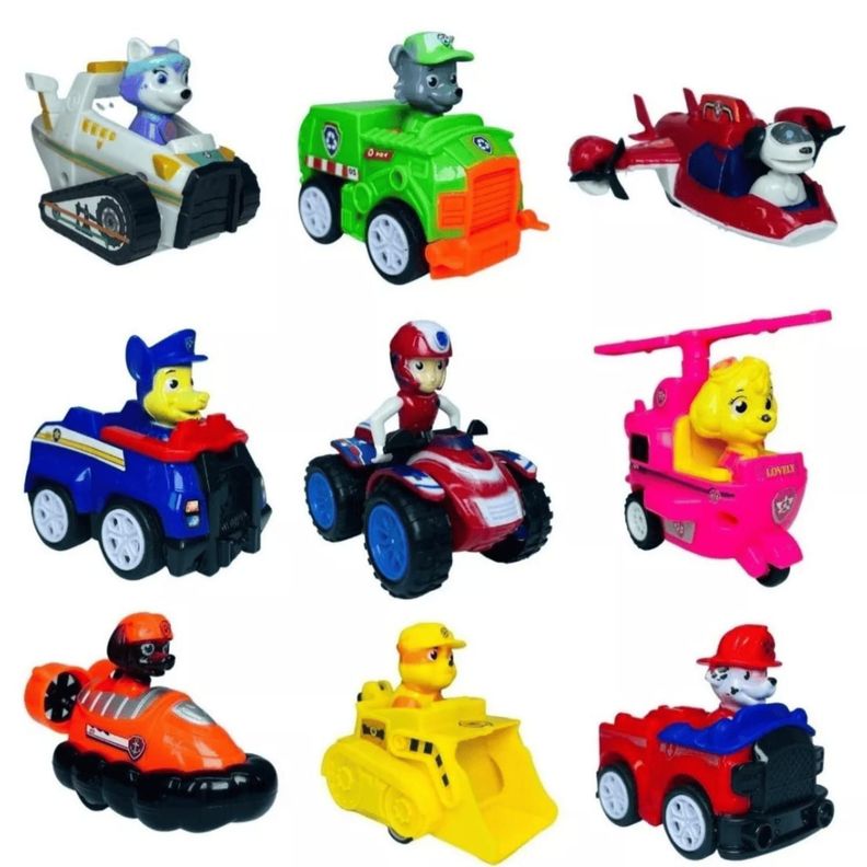 Pack 9 Autos Paw Patrol A Fricción Cachorros Desmontabe-2