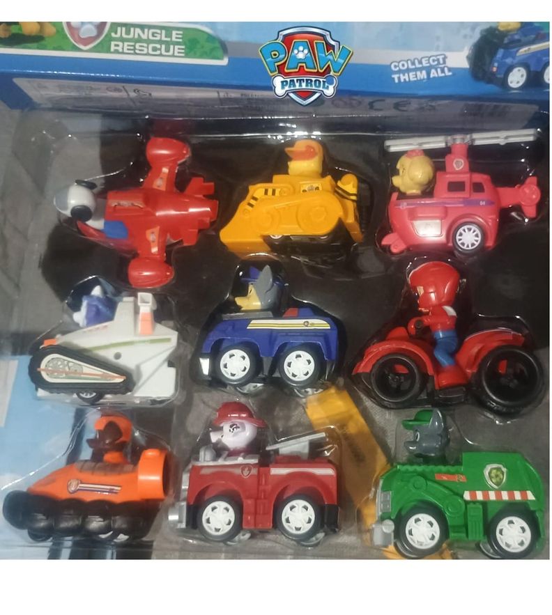 Pack 9 Autos Paw Patrol A Fricción Cachorros Desmontabe-3