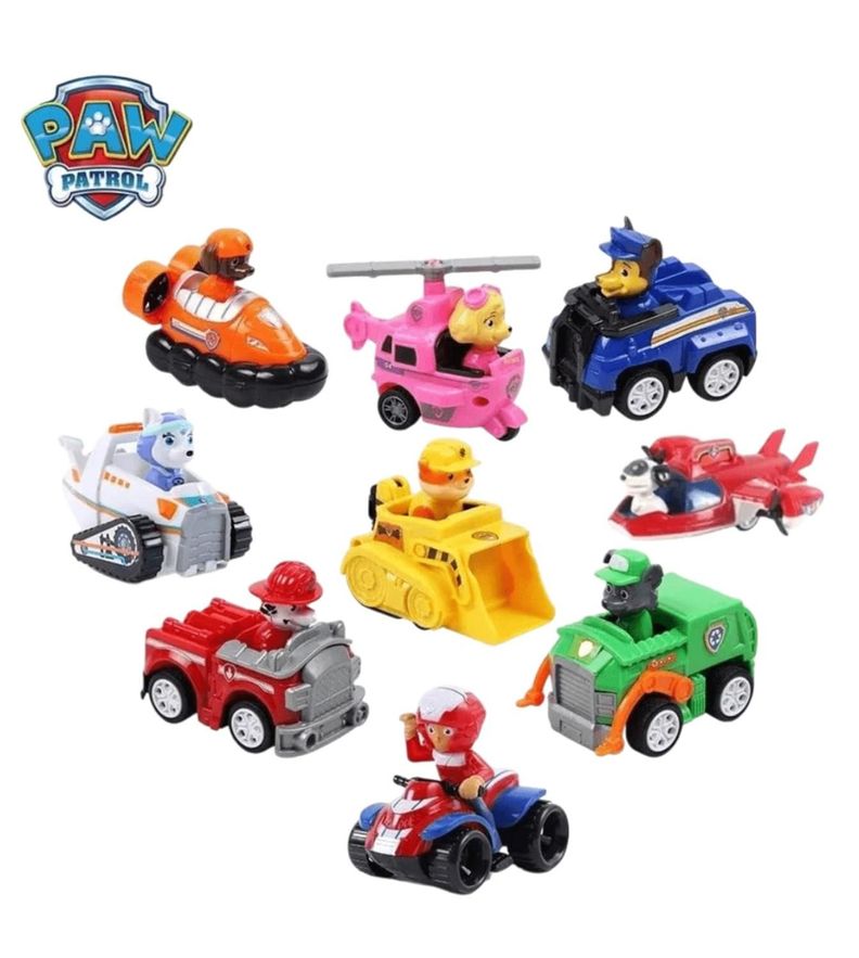 Pack 9 Autos Paw Patrol A Fricción Cachorros Desmontabe-4