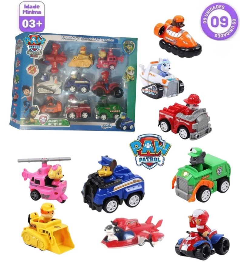 Pack 9 Autos Paw Patrol A Fricción Cachorros Desmontabe-6