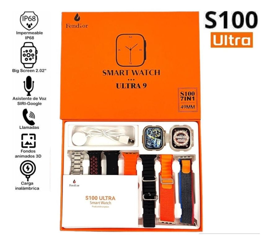 Reloj Inteligente S100 Ultra 2 - 7 Correas-1