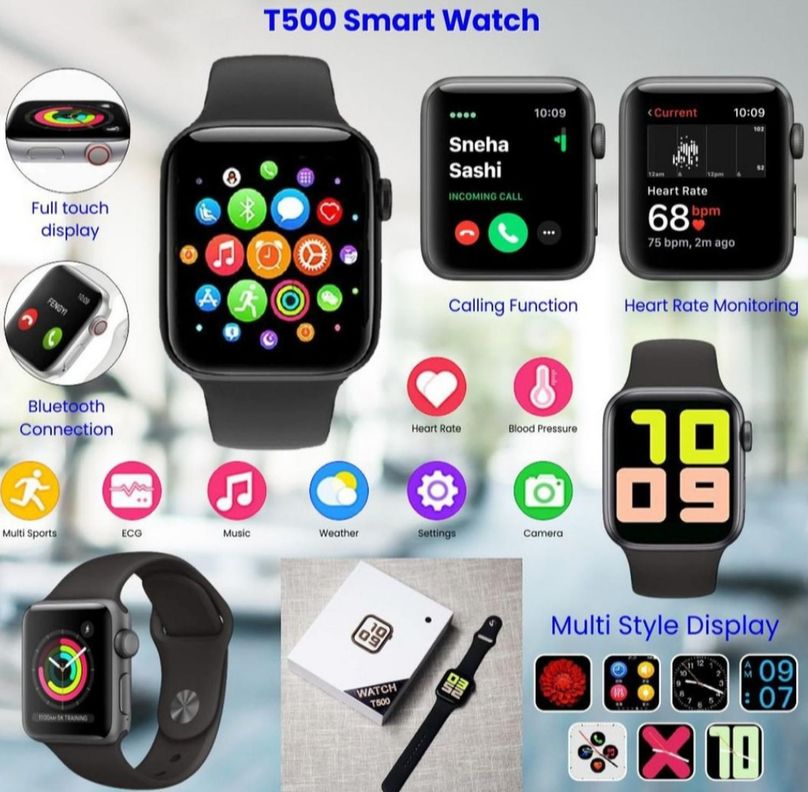 Reloj T500 Inteligente Smartwatch Negro / Realiza Llamadas-5