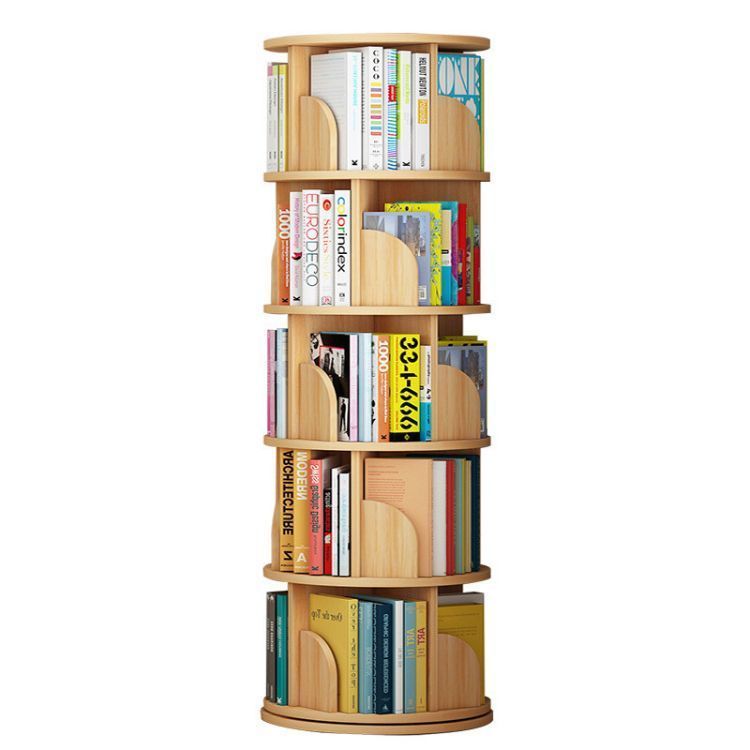 Biblioteca Circular Giratorio Con 5 Estantes 46x46x157cm-0