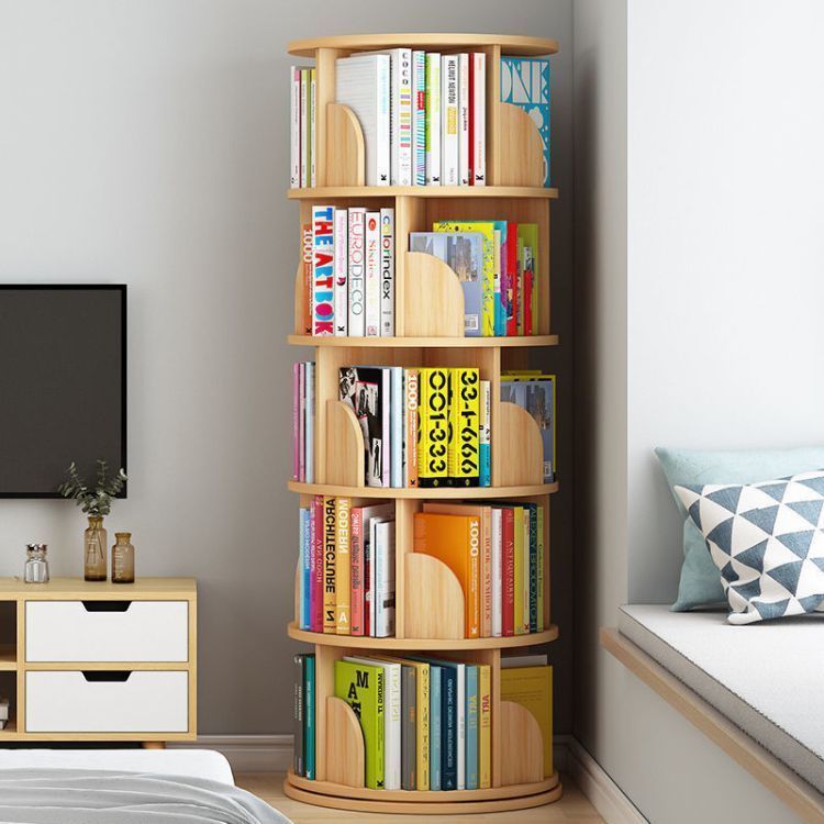 Biblioteca Circular Giratorio Con 5 Estantes 46x46x157cm-3