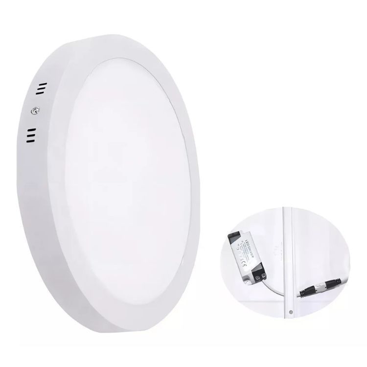 Pack X6 Panel Led 18w Luz Neutro 4000k Sobrepuesto Redondo-3