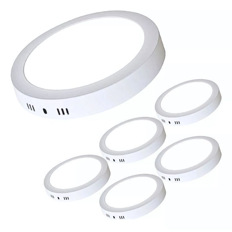 Pack X6 Panel Led 18w Luz Neutro 4000k Sobrepuesto Redondo-0