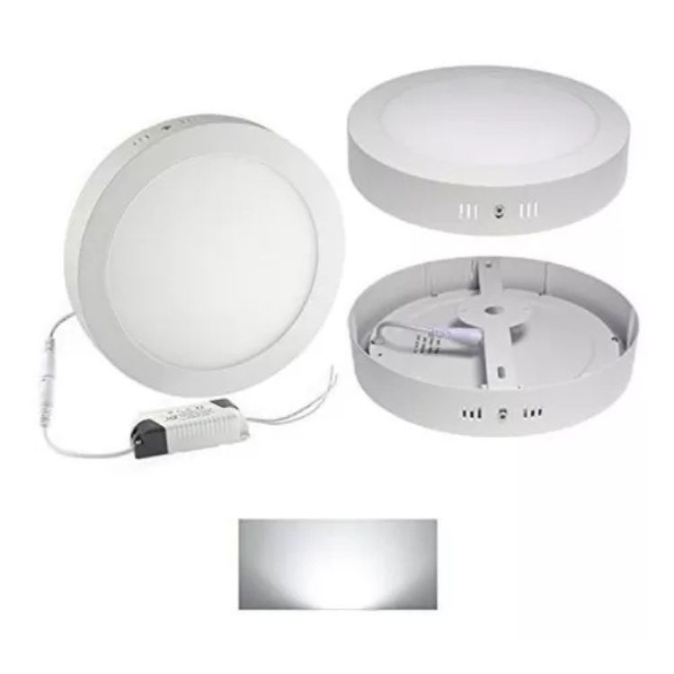 Pack X6 Panel Led 18w Luz Neutro 4000k Sobrepuesto Redondo-2