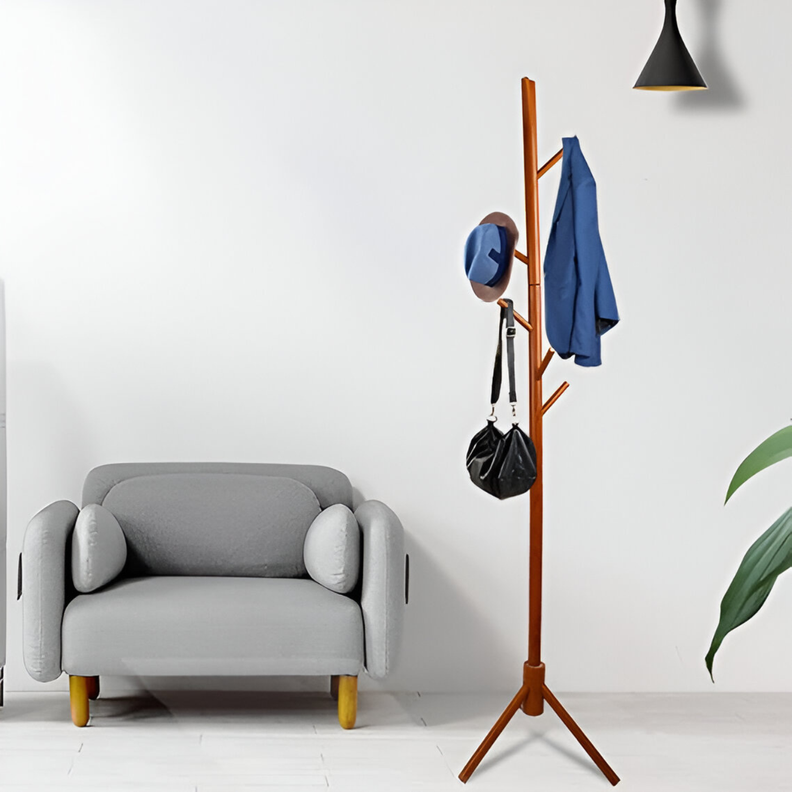 Perchero De Pie Para Ropa de Madera-1