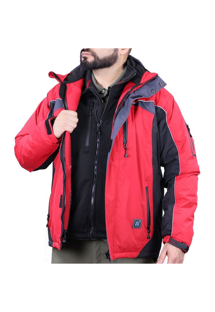 Parka Hombre 3 en 1 Rojo/Negro Z-0400-0