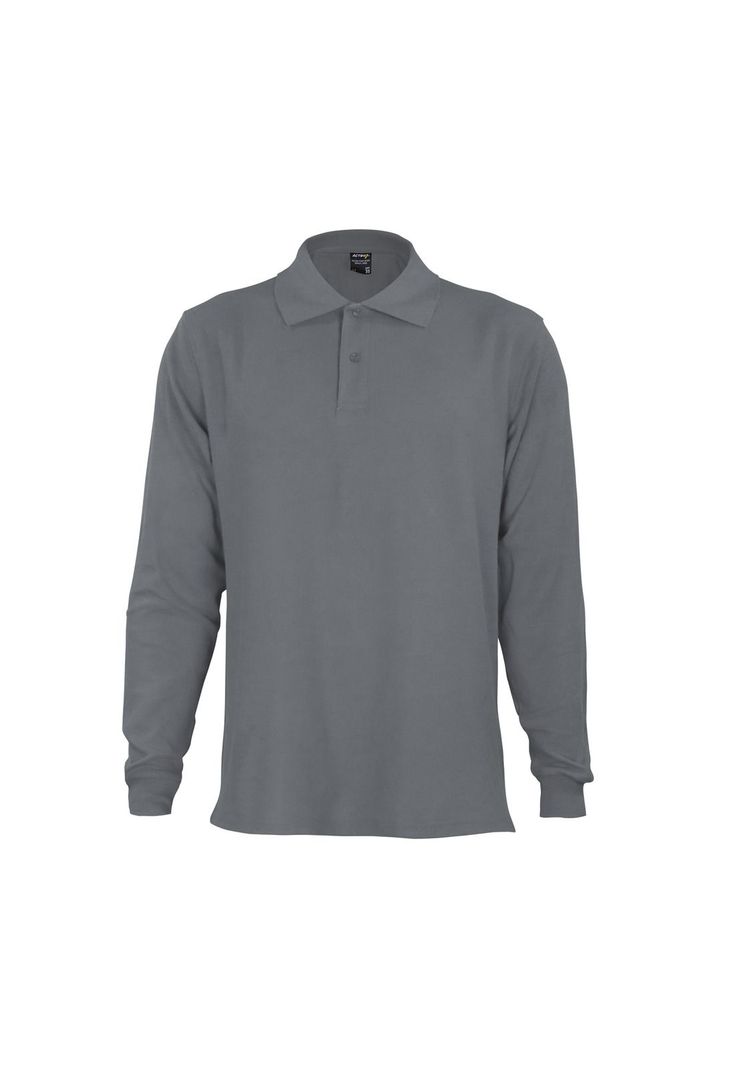 Polera pique gris manga larga UPF25-0