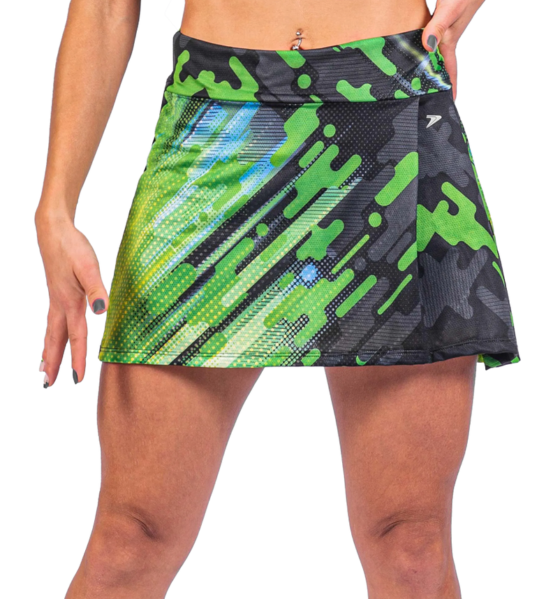 Falda Short deportivo Fuel Negro/Verde Poker-0