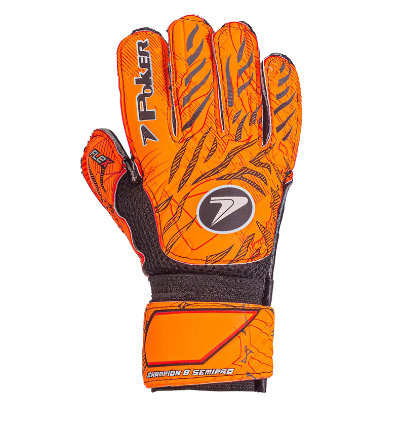 Guantes Arquero Champion 8 Semi Profesional Poker Naranja-1