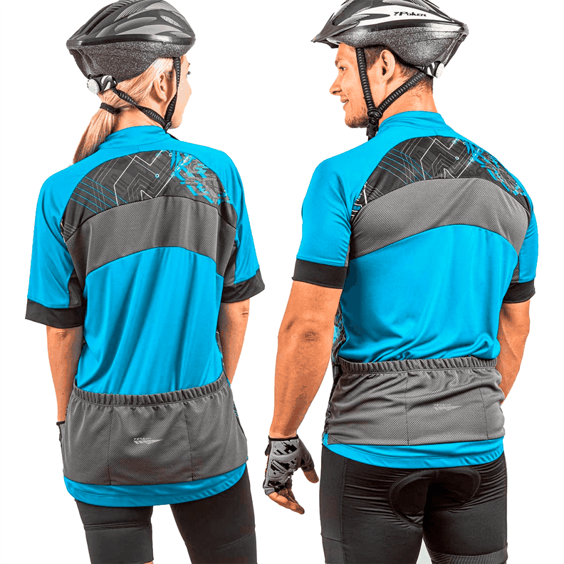 Polera De Ciclismo Hanya Medio Cierre Celeste Poker-1