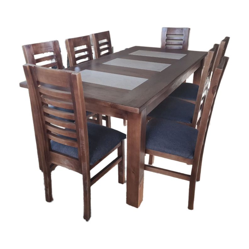 Jgo Comedor Florencia ceramica 8S nogal