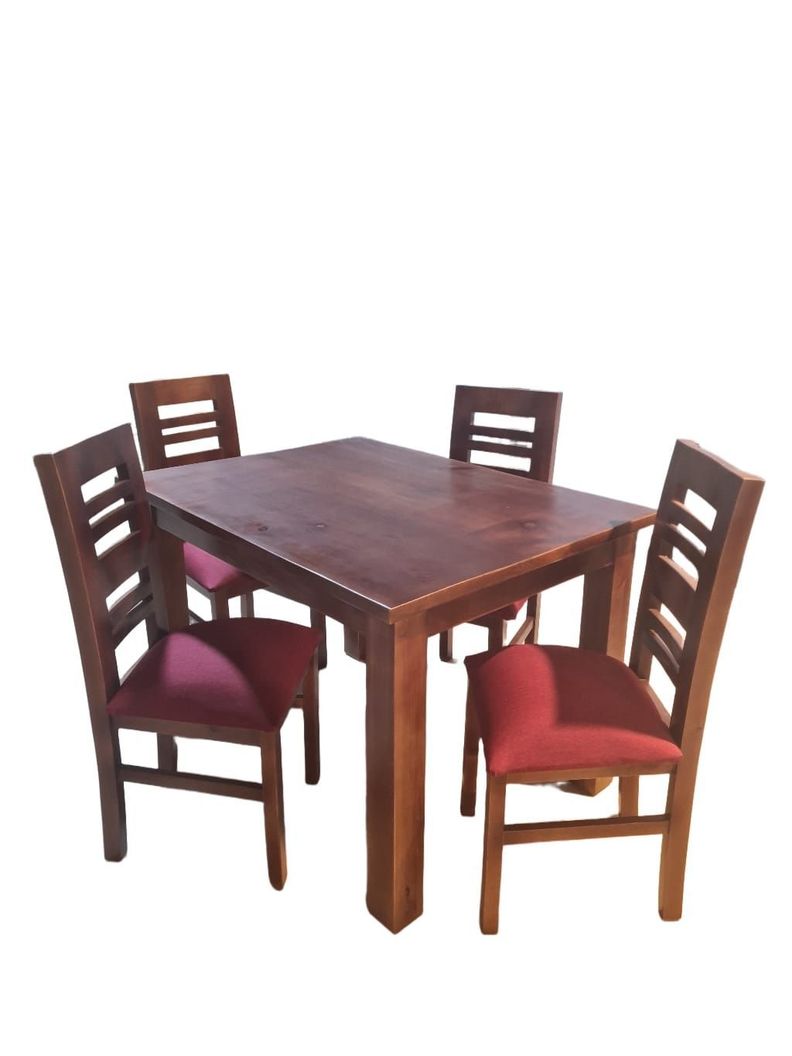 Jgo Comedor Volos 4S nogal tapiz burdeo