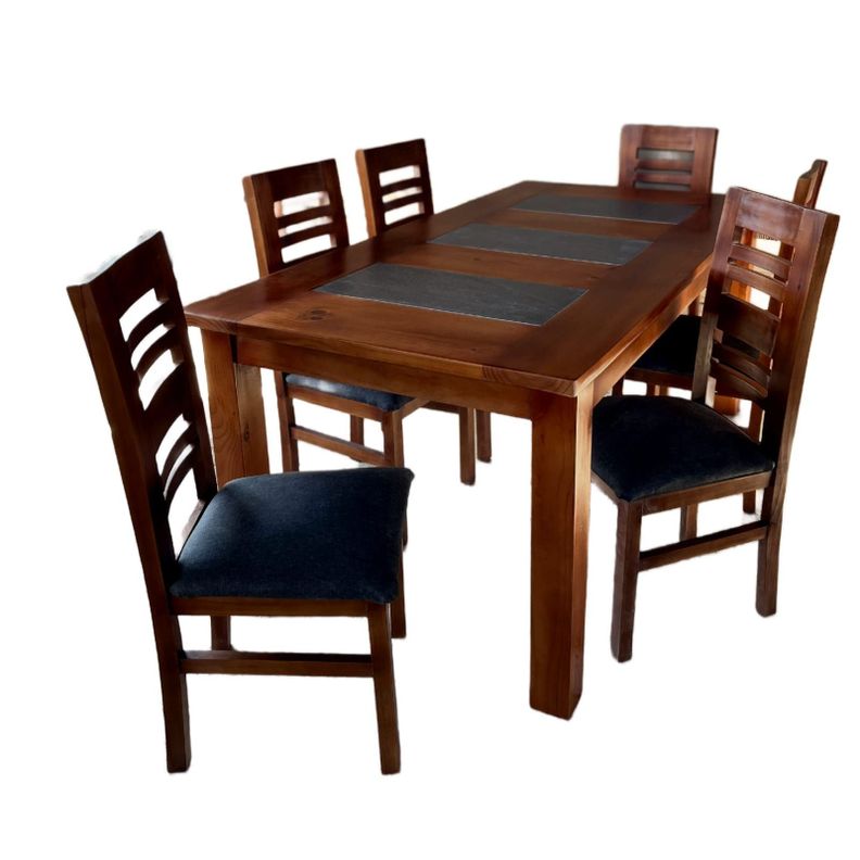 Jgo Comedor Florencia ceramica 6S nogal