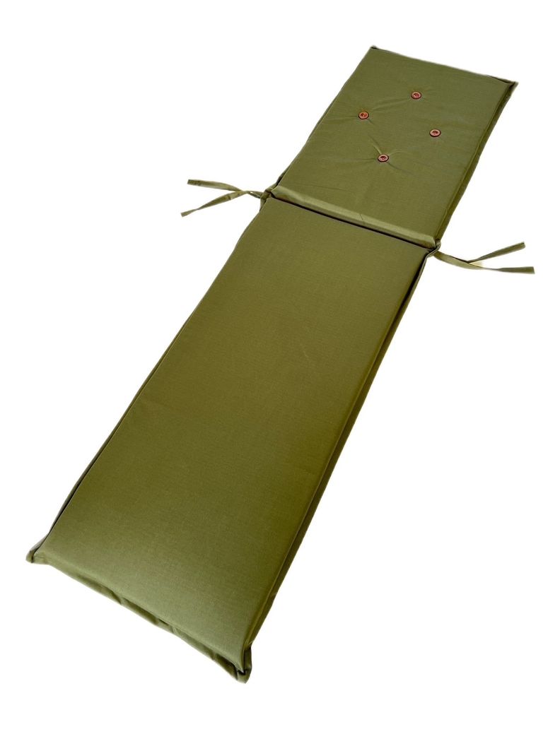 COJIN VERDE OLIVA   EN  LONA  POLIESTER  UV  PARA REPOSERA 55 x 5 x 200 cm-1