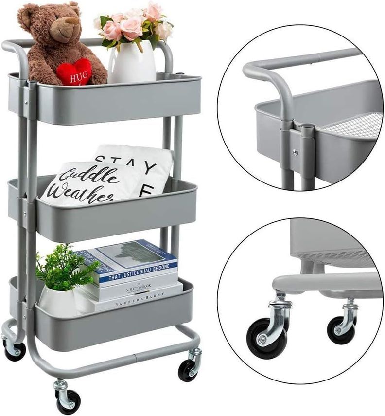 Carrito  Estante Organizador Multiuso Con 3 Niveles Con Ruedas-3