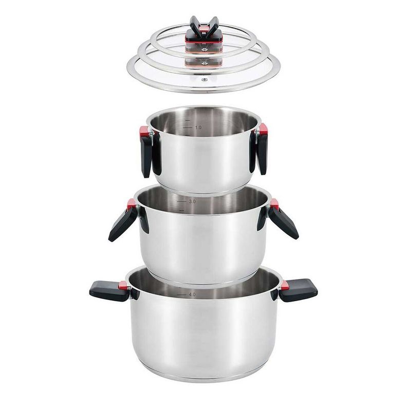 Batería Ollas De Cocina Vitta Spazio 6 Piezas Con Asas Plegables-1