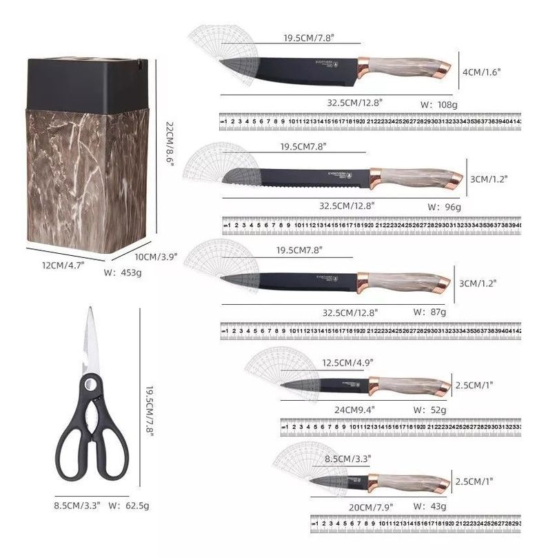 Set Cuchillos De Cocina 7 Piezas Con Bloque Rectangular-4