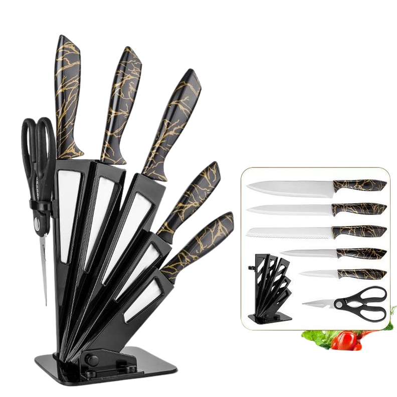 Set De Cuchillos De Cocina 7 Piezas Diseño Elegance Marble-2