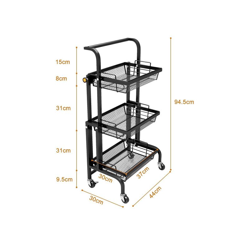 Carro Estante Plegable Organizador Multiuso 3 Niveles-4