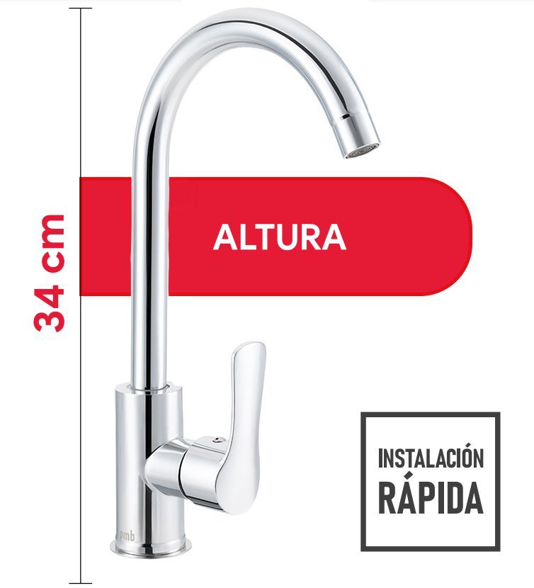 Llave Grifería Monomando Lavaplatos Vertical Alabama Pmb-1