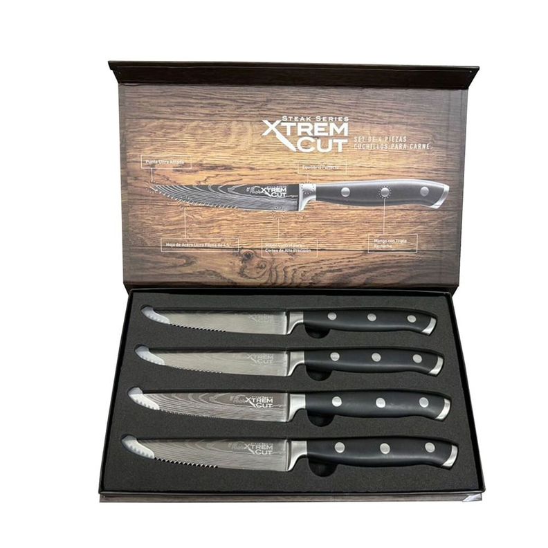 Xtrem Cut Steak Series Set 4 Cuchillos p/Carne Acero