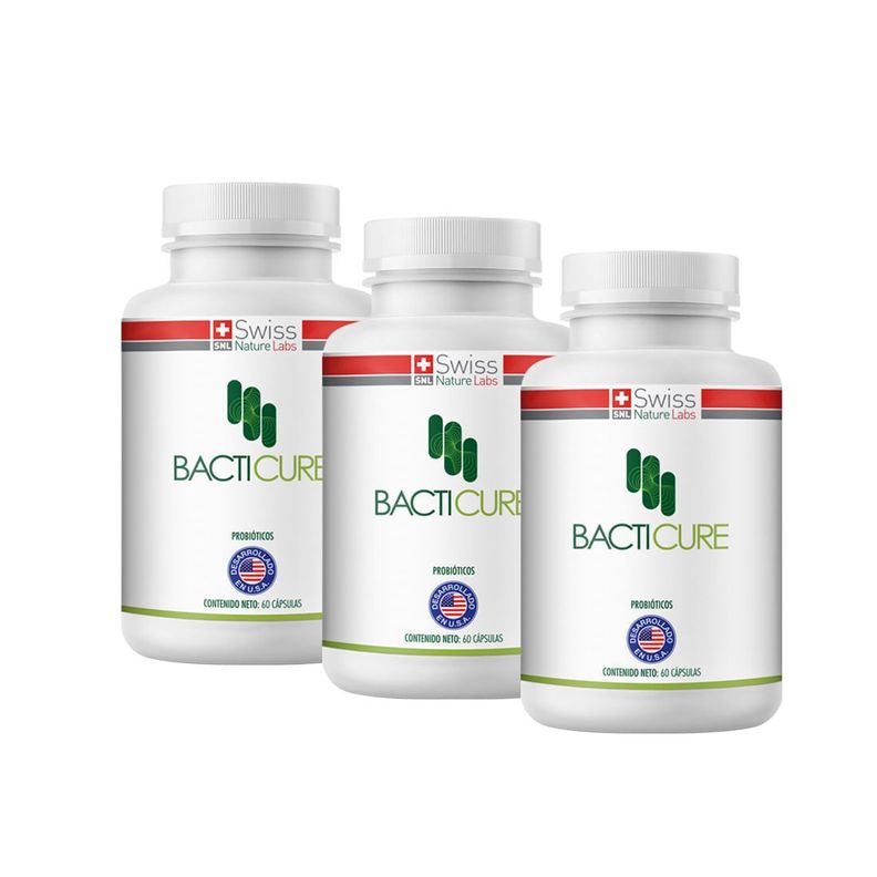Bacticure Complejo Natural Probiotico para 3 Meses Blanco