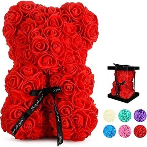 Oso De Rosas Artificiales Con Caja De Regalo Incluida -1