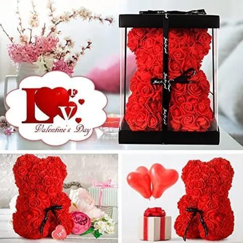 Oso De Rosas Artificiales Con Caja De Regalo Incluida -2