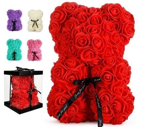 Oso De Rosas Artificiales Con Caja De Regalo Incluida -3