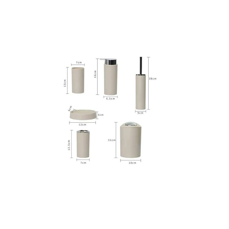 	 Set Juego De Baño 6 Piezas Accesorios Elegante Negro-2