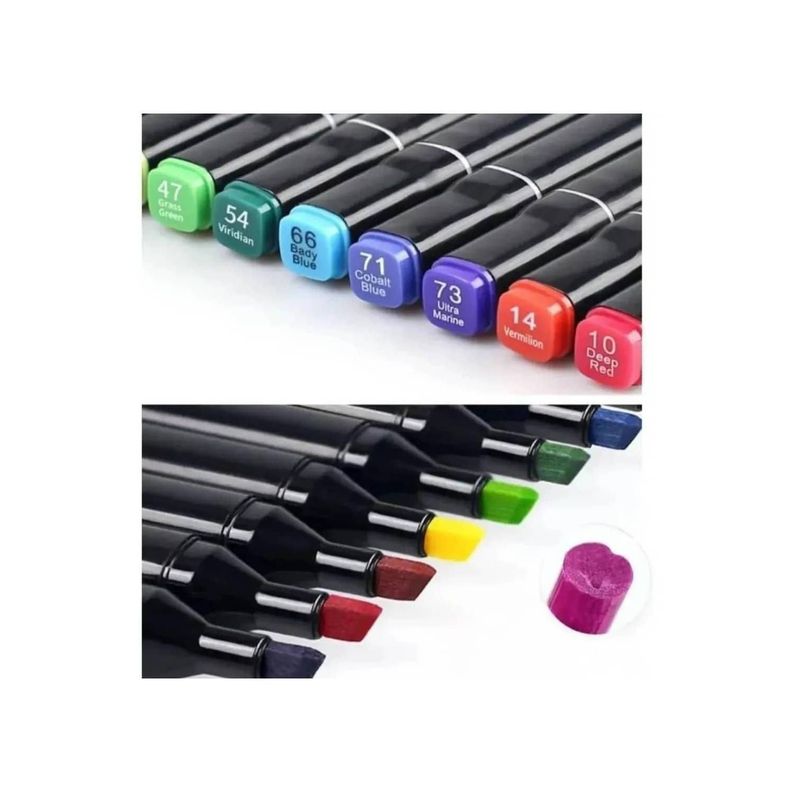 Set 80 Marcadores De Alcohol Plumon Doble Punta Pe-1