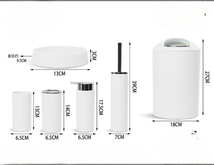 Set Juego De Baño 6 Piezas Accesorio Blanco-5