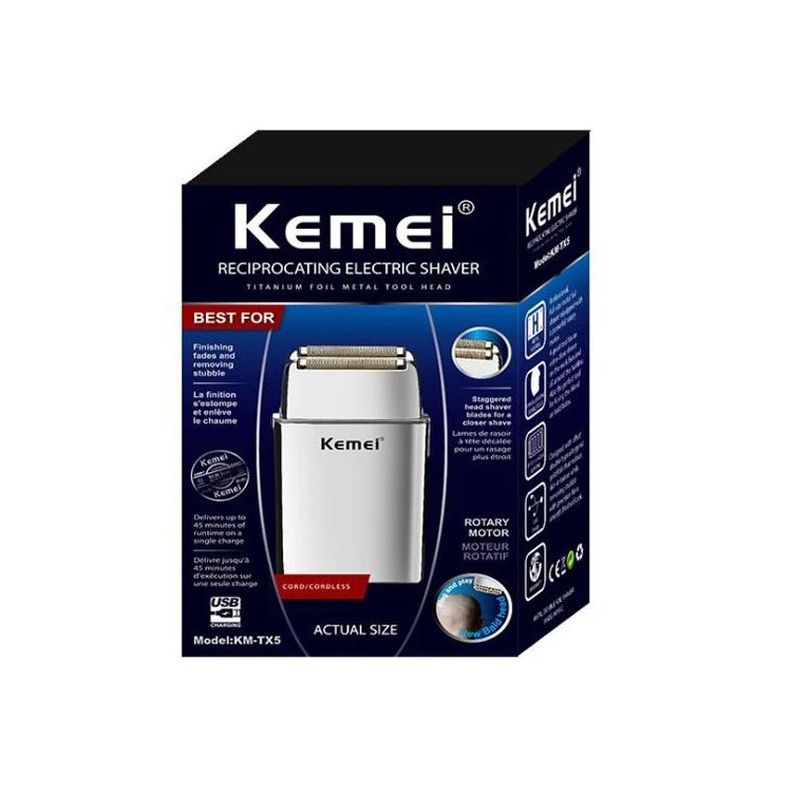 Kemei TX5 Maquina Afeitadora Rasuradora Inalambrica Plata-3