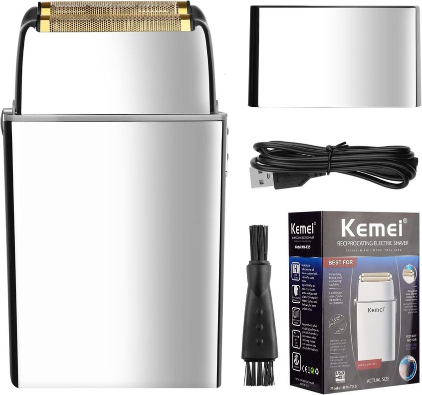 Kemei TX5 Maquina Afeitadora Rasuradora Inalambrica Plata-4