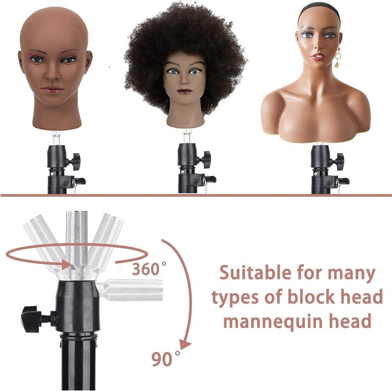 ATRIL PEDESTAL CON ALETAS PARA PELUQUERIA BARBERIA + CABEZA TECNICA SINTETICA-0