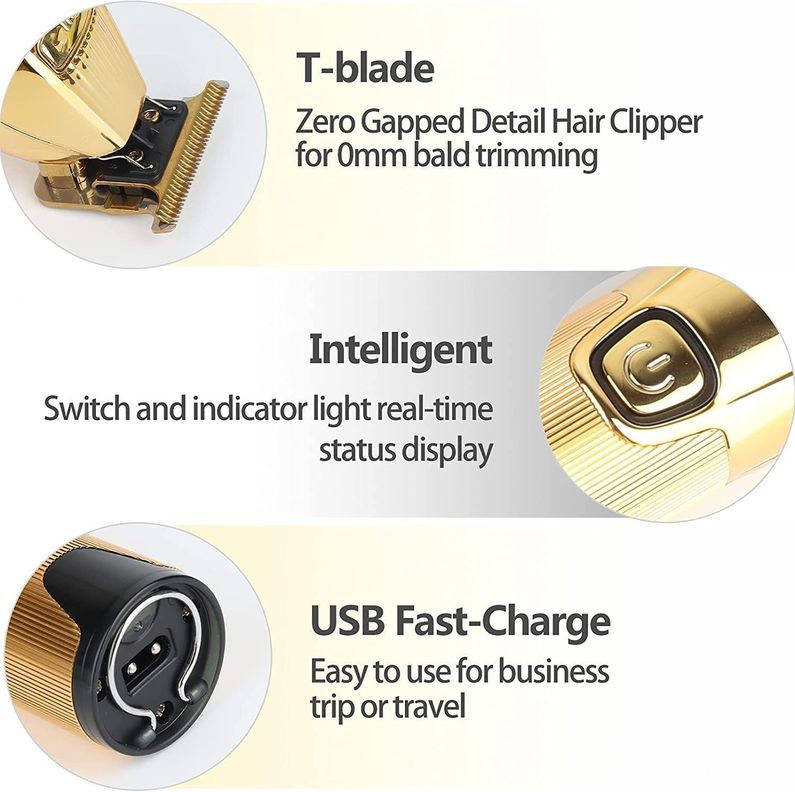 Maquina Trimmer Afeitadora Patillera Kemei I32S Con Base De Carga Dorado-2