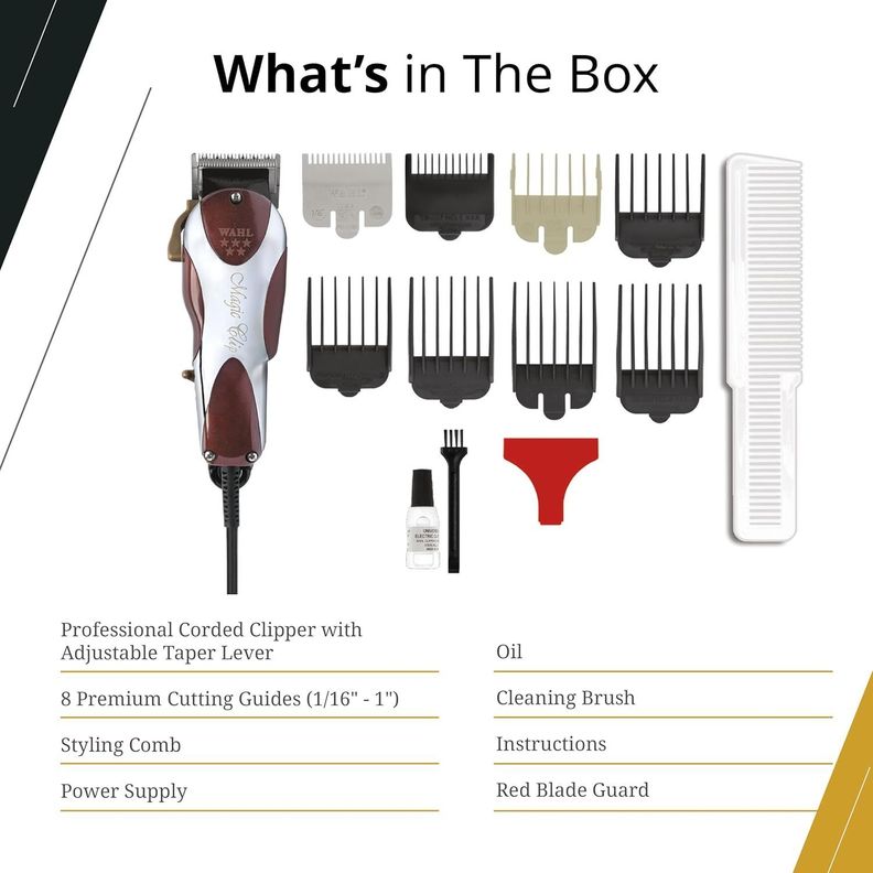 WAHL MAQUINA CORTE PELO MAGIC CLIP PROFESIONAL BARBERIA ORIG  PLATA/ROJO-3