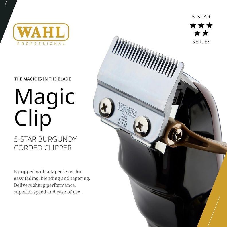 WAHL MAQUINA CORTE PELO MAGIC CLIP PROFESIONAL BARBERIA ORIG  PLATA/ROJO-4