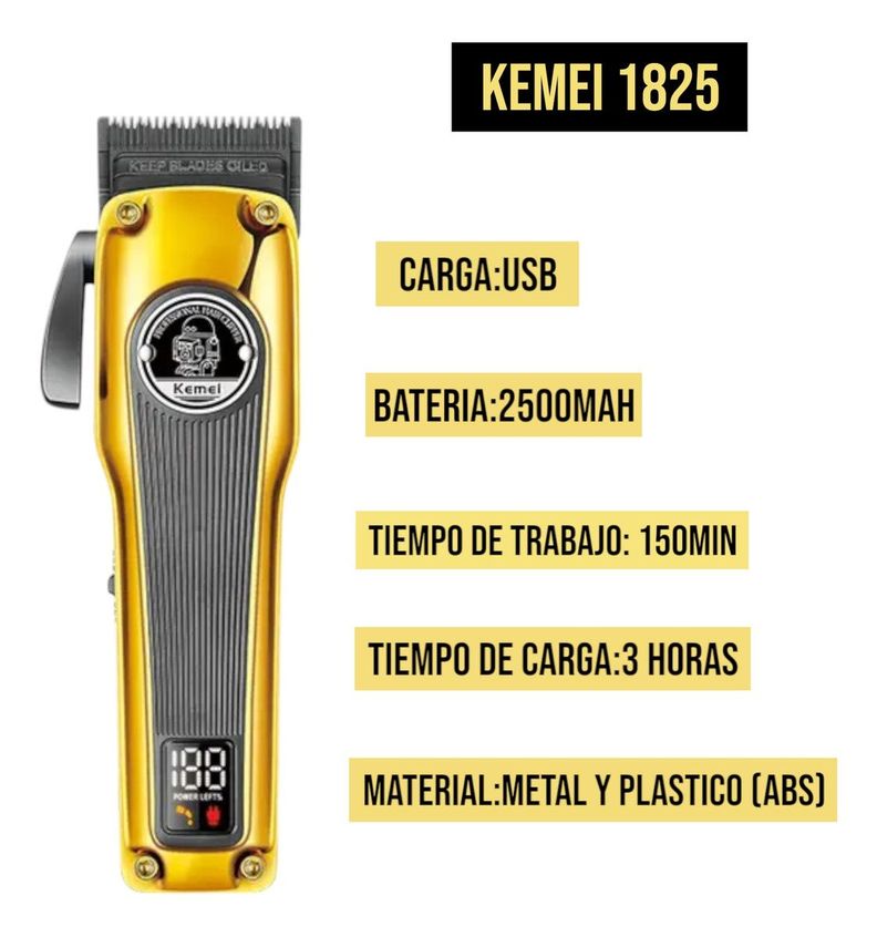 Maquina Cortadora Pelo Kemei Barberia Cuchilla Desmontable-1