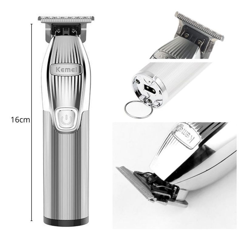 Maquina Afeitadora Trimmer Patillera Perfiladora Kemei I32 Silver-5