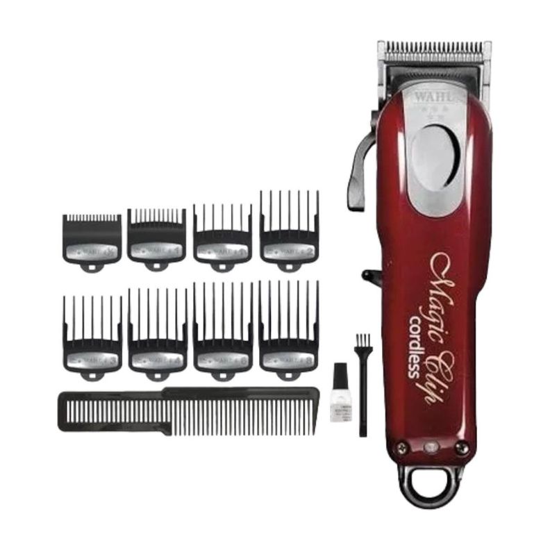 CORTADORA DE PELO WAHL PROFESSIONAL 5 STAR CORDLESS MAGIC CLIP 8148 PLATEADA Y ROJA 110V/220V-0